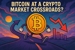 بیت‌کوین در بزنگاه بازار کریپتو، تصویر فانتزی بیت‌کوین، تحلیل روند بیت‌کوین، دو راهی بیت‌کوین در بازار، آینده بازار رمز ارزها
